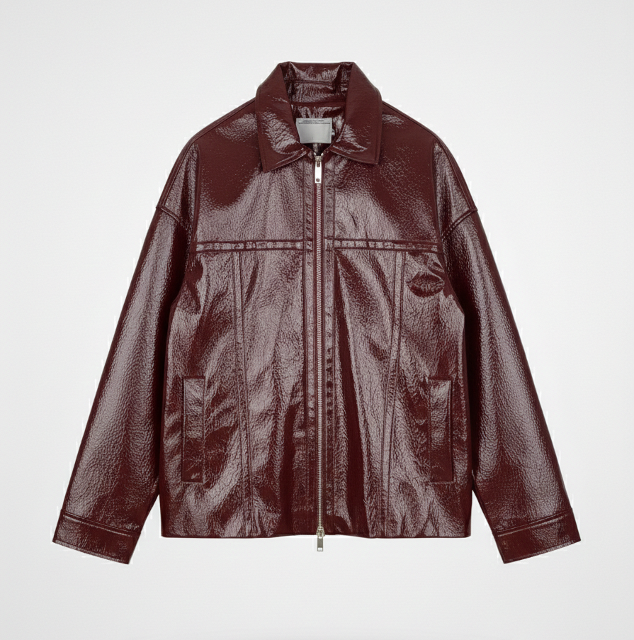 CHAQUETA DE CUERO SINTÉTICO BRILLANTE