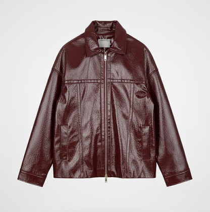 CHAQUETA DE CUERO SINTÉTICO BRILLANTE