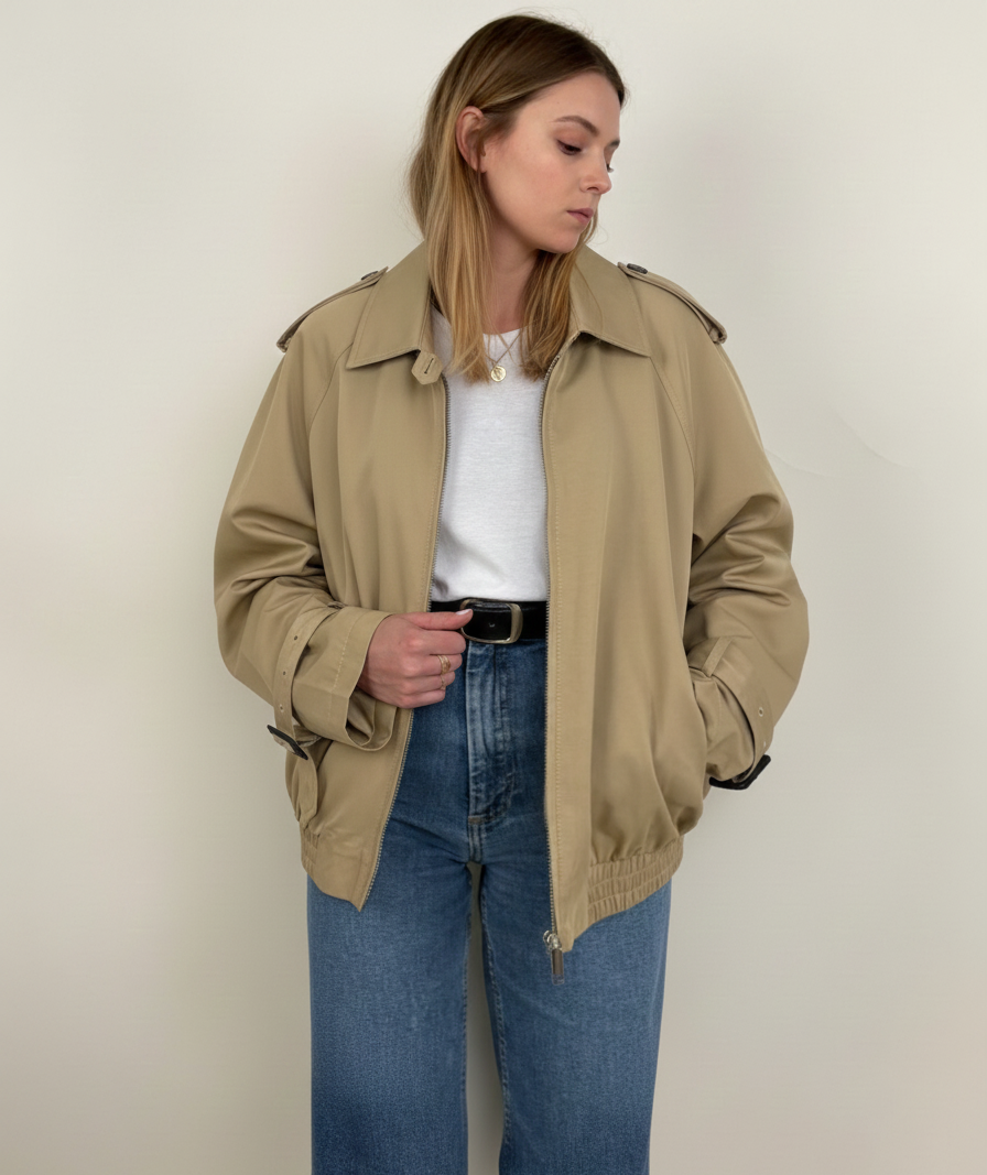 CHAQUETA CON DETALLES DE GABARDINA