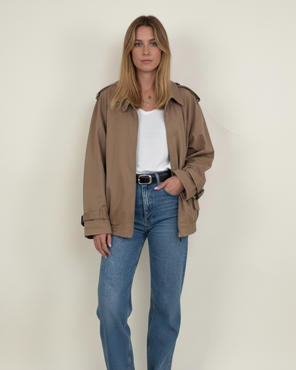 CHAQUETA CON DETALLES DE GABARDINA