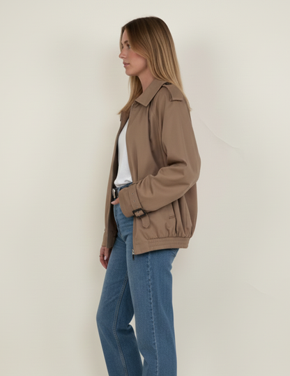CHAQUETA CON DETALLES DE GABARDINA