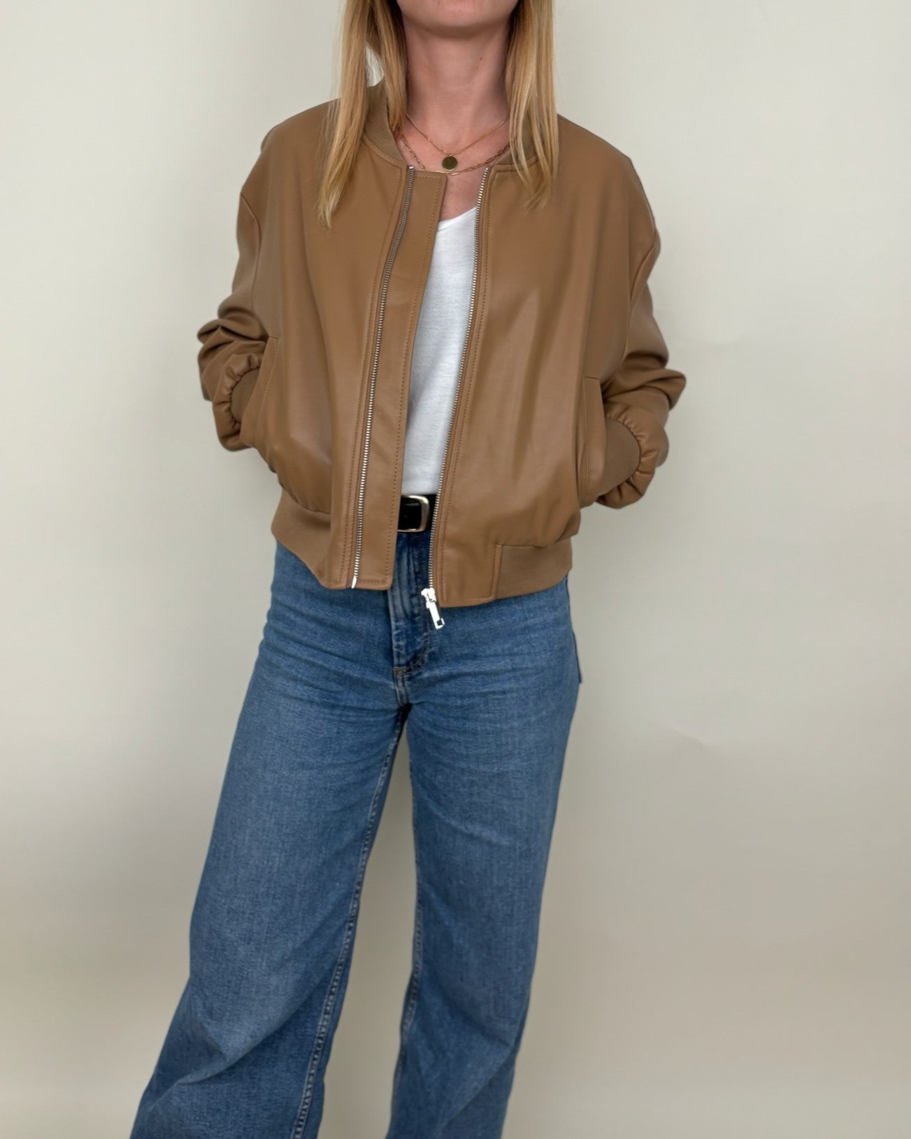 Chaqueta bomber de piel sintética