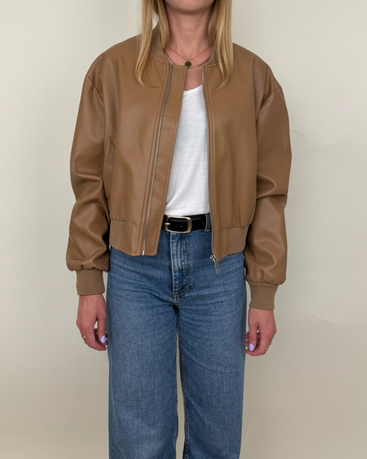 Chaqueta bomber de piel sintética