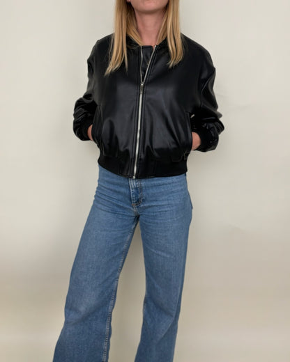 Chaqueta bomber de piel sintética