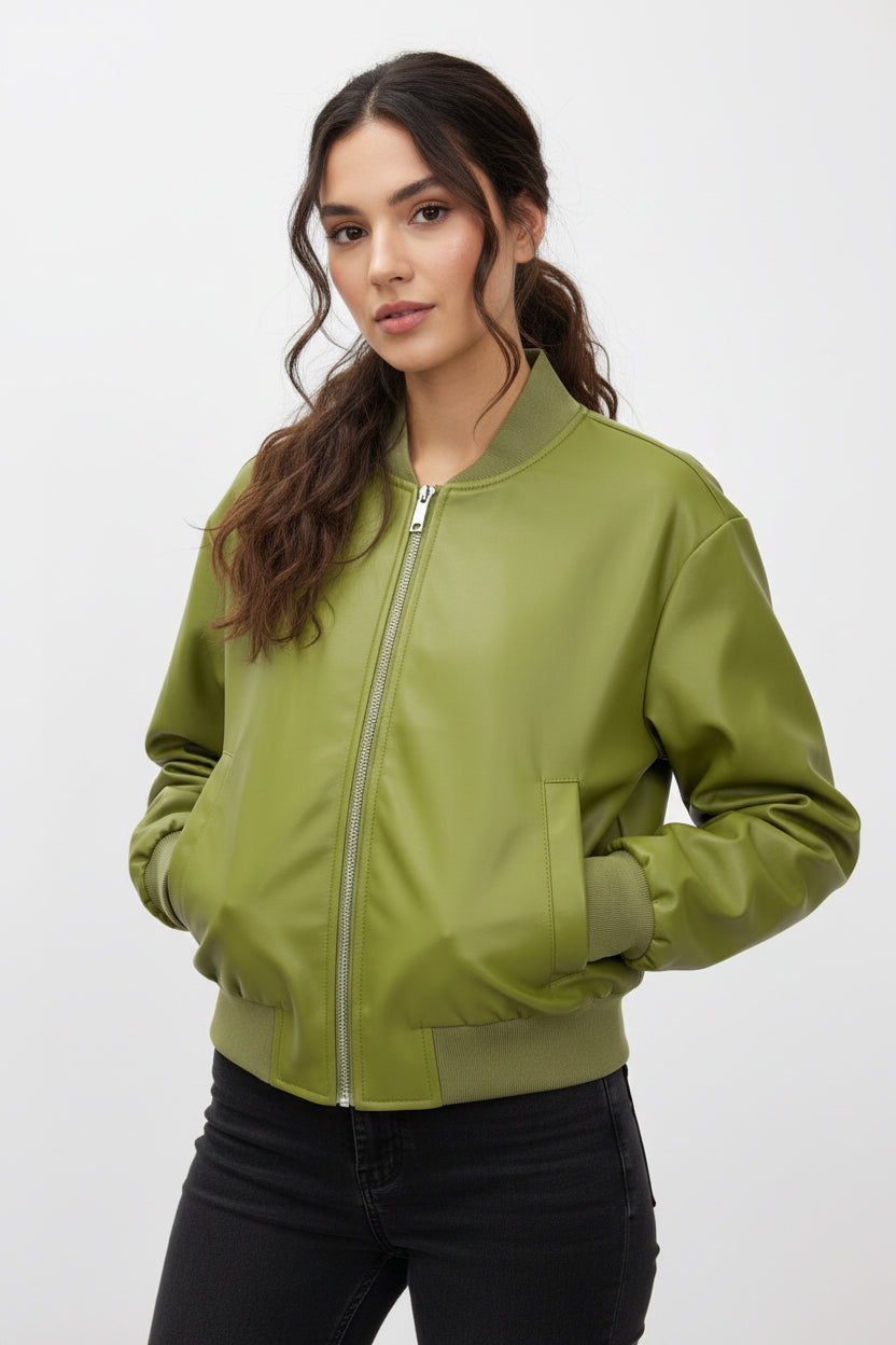 Chaqueta bomber de piel sintética