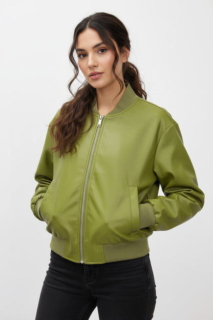 Chaqueta bomber de piel sintética