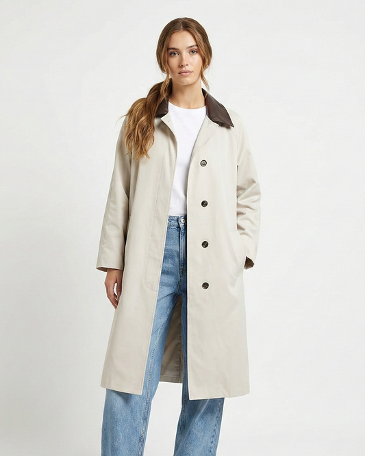 TRENCH COAT WITH CONTRAST COLLAR