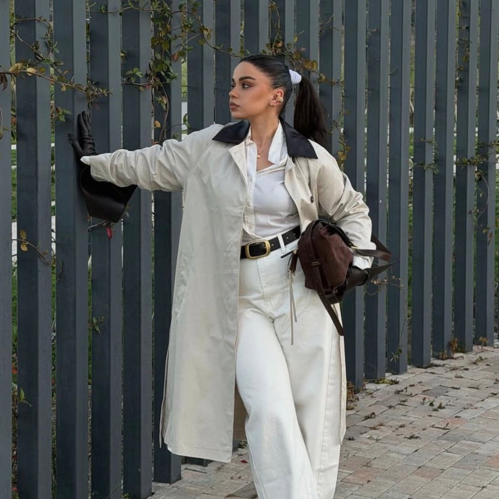 TRENCH COAT WITH CONTRAST COLLAR