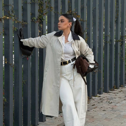 TRENCH COAT WITH CONTRAST COLLAR