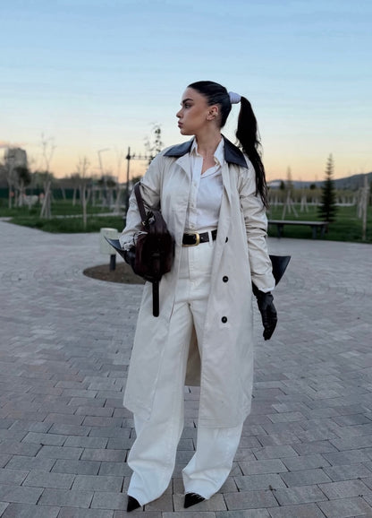 TRENCH COAT WITH CONTRAST COLLAR