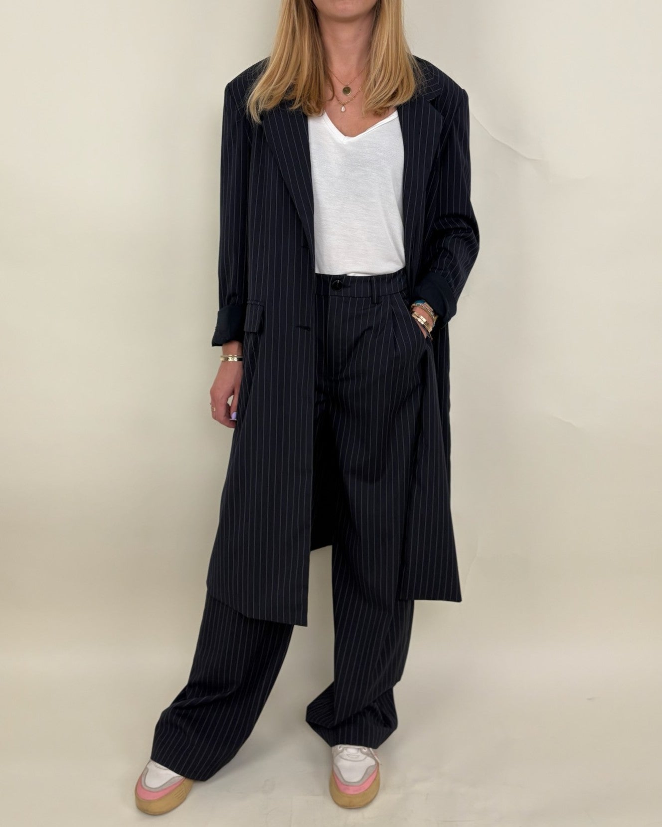 Pantalón de traje de tenis a rayas