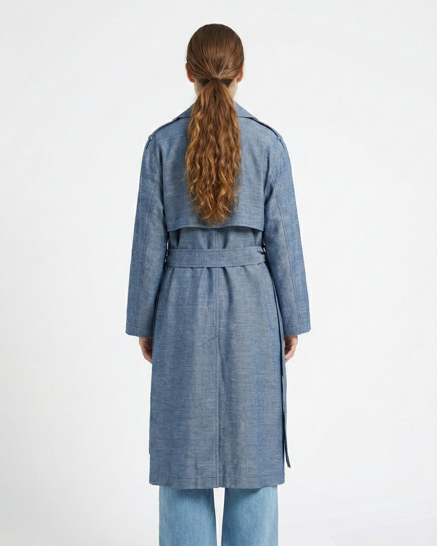 Linen-effect trench coat