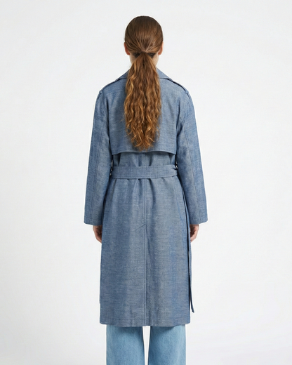 Linen-effect trench coat