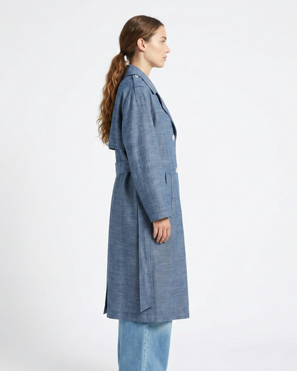 Linen-effect trench coat