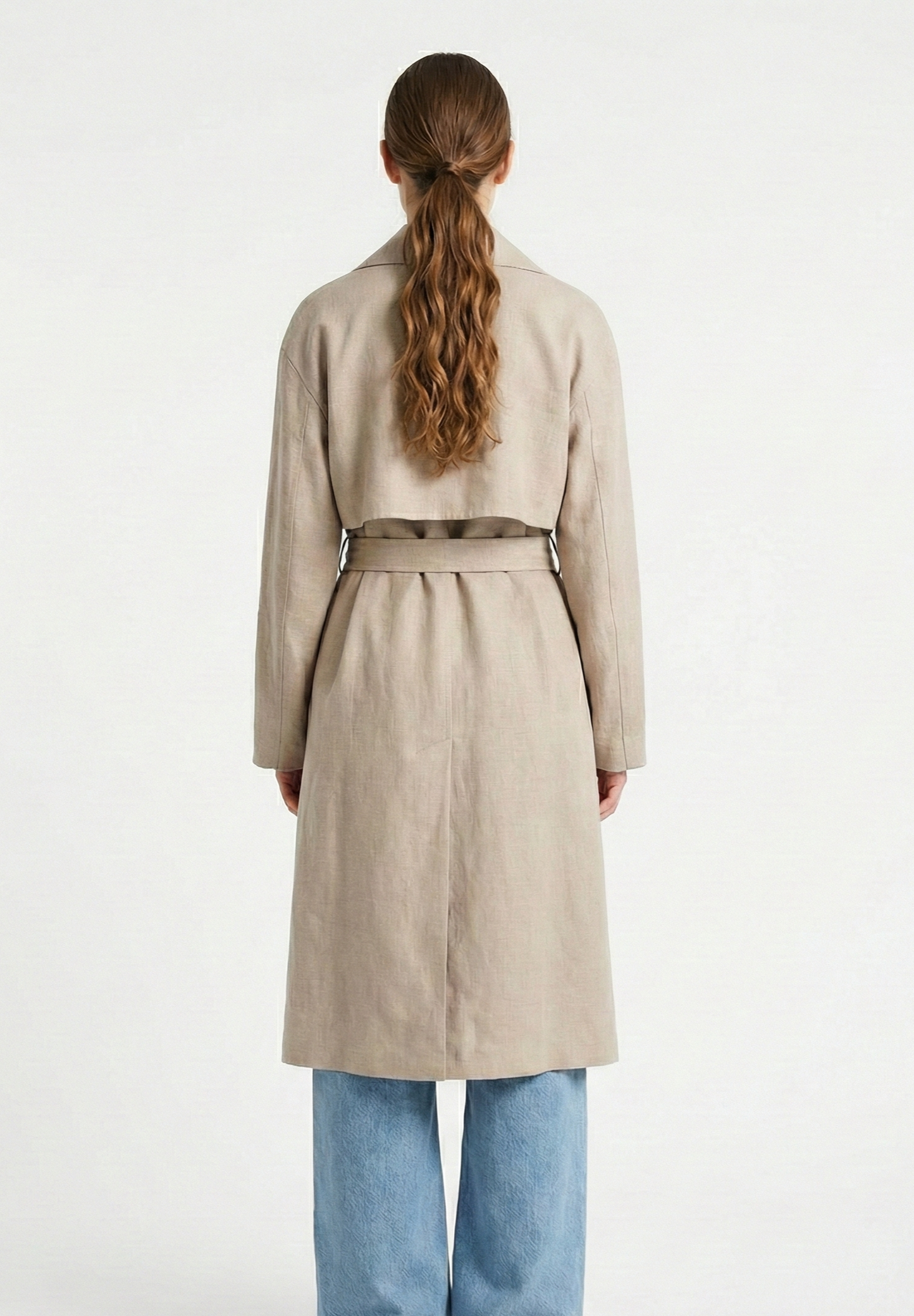Linen-effect trench coat