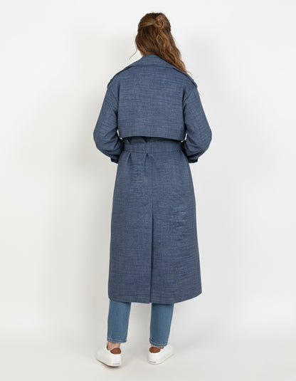 LINEN AND COTTON BLEND TRENCH COAT