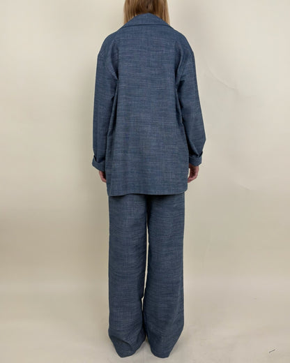 LINEN AND COTTON BLEND BLAZER JACKET