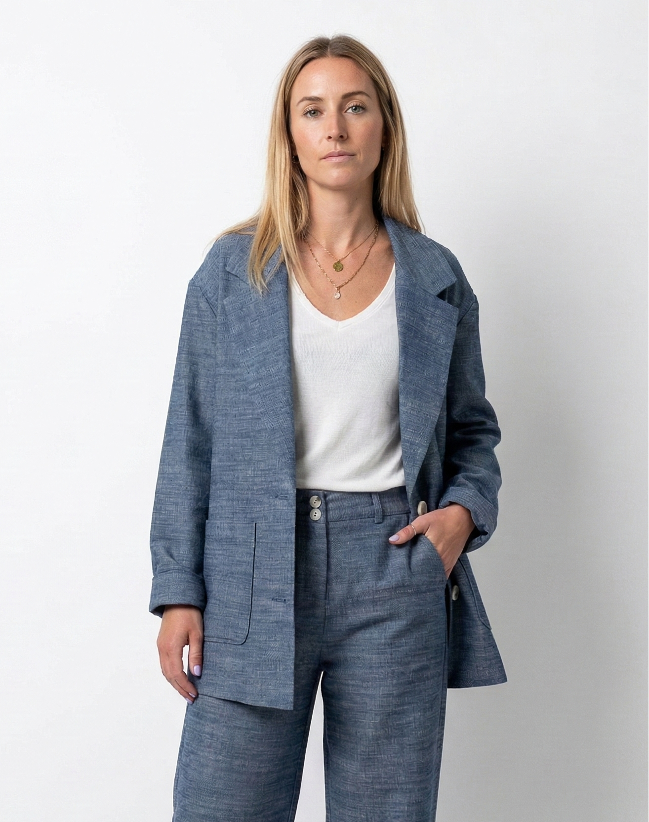 LINEN-EFFECT BLAZER