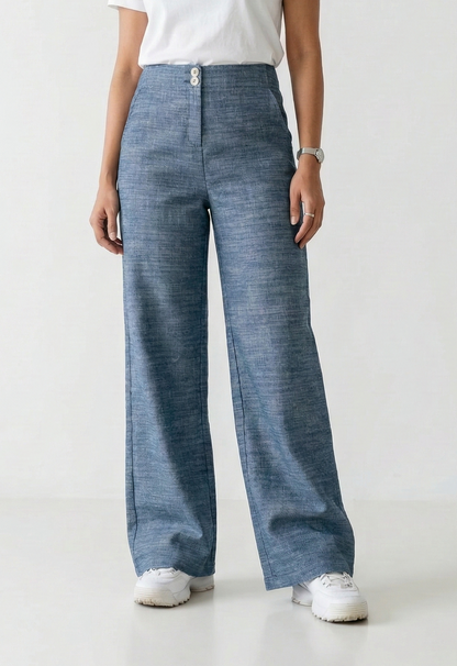 PANTALON FLUIDE EFFET LIN