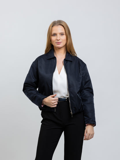BOMBER JACKET WITH CONTRASTING LINING