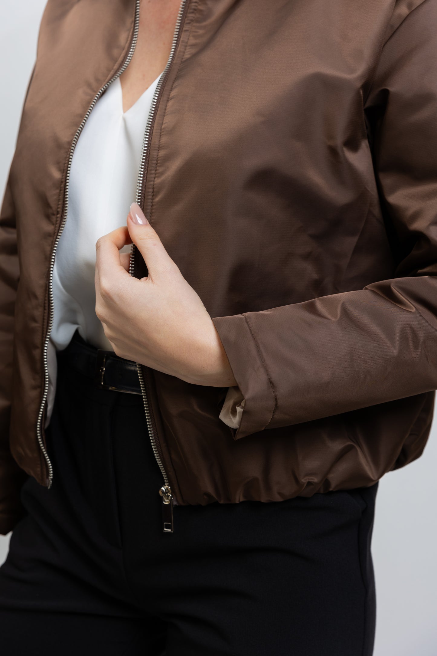 BOMBER JACKET WITH CONTRASTING LINING