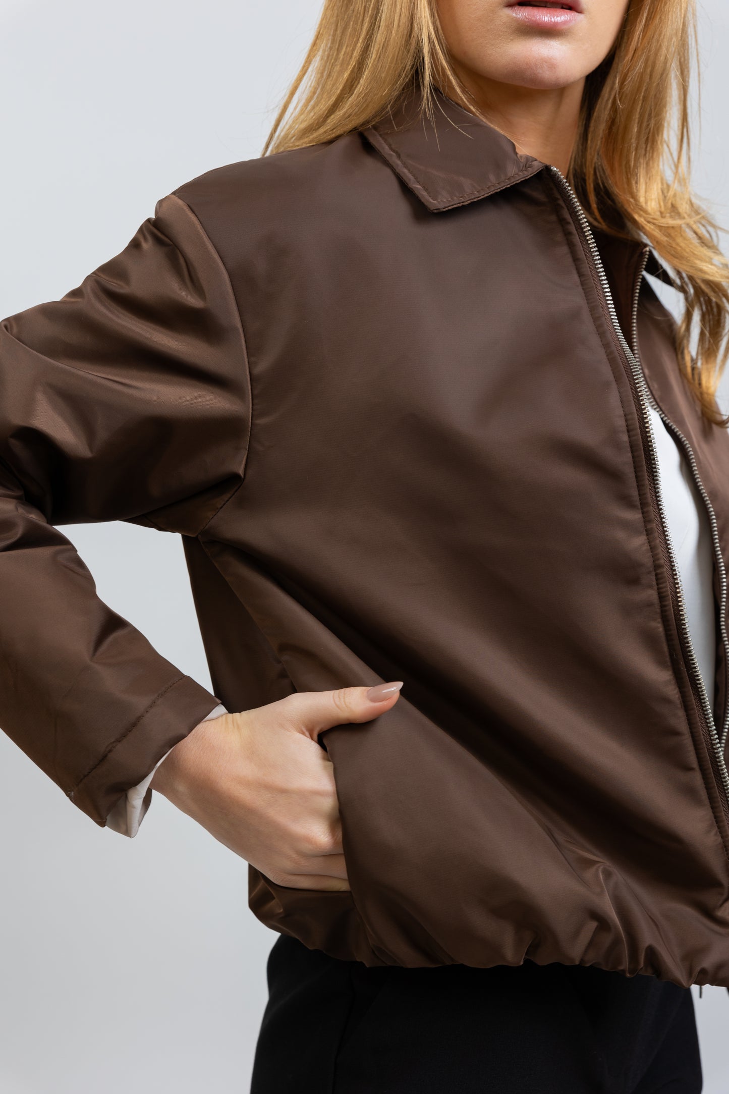 BOMBER JACKET WITH CONTRASTING LINING