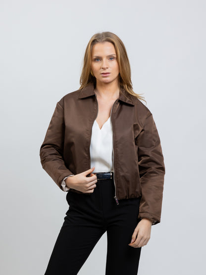 BOMBER JACKET WITH CONTRASTING LINING