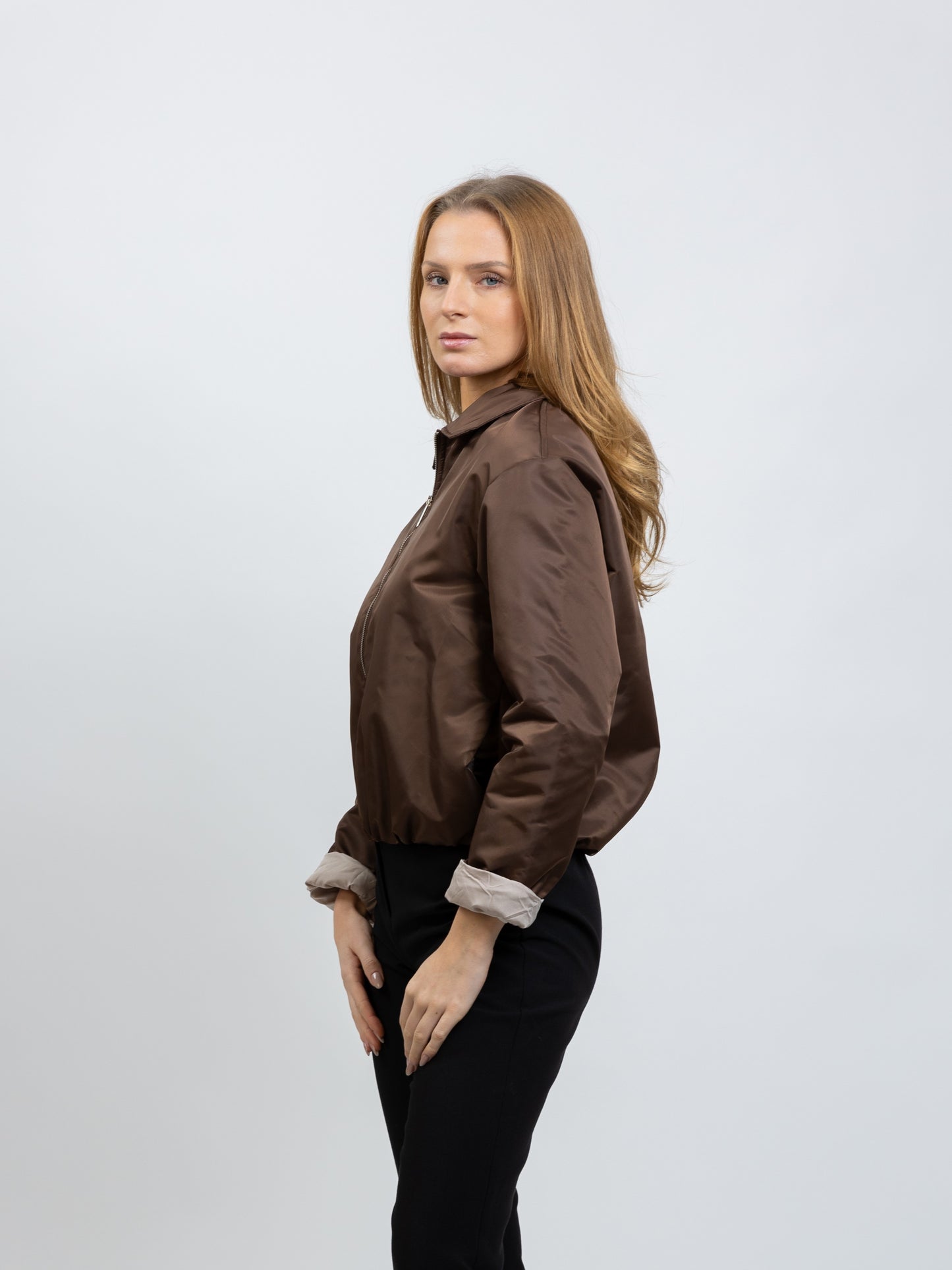 BOMBER JACKET WITH CONTRASTING LINING