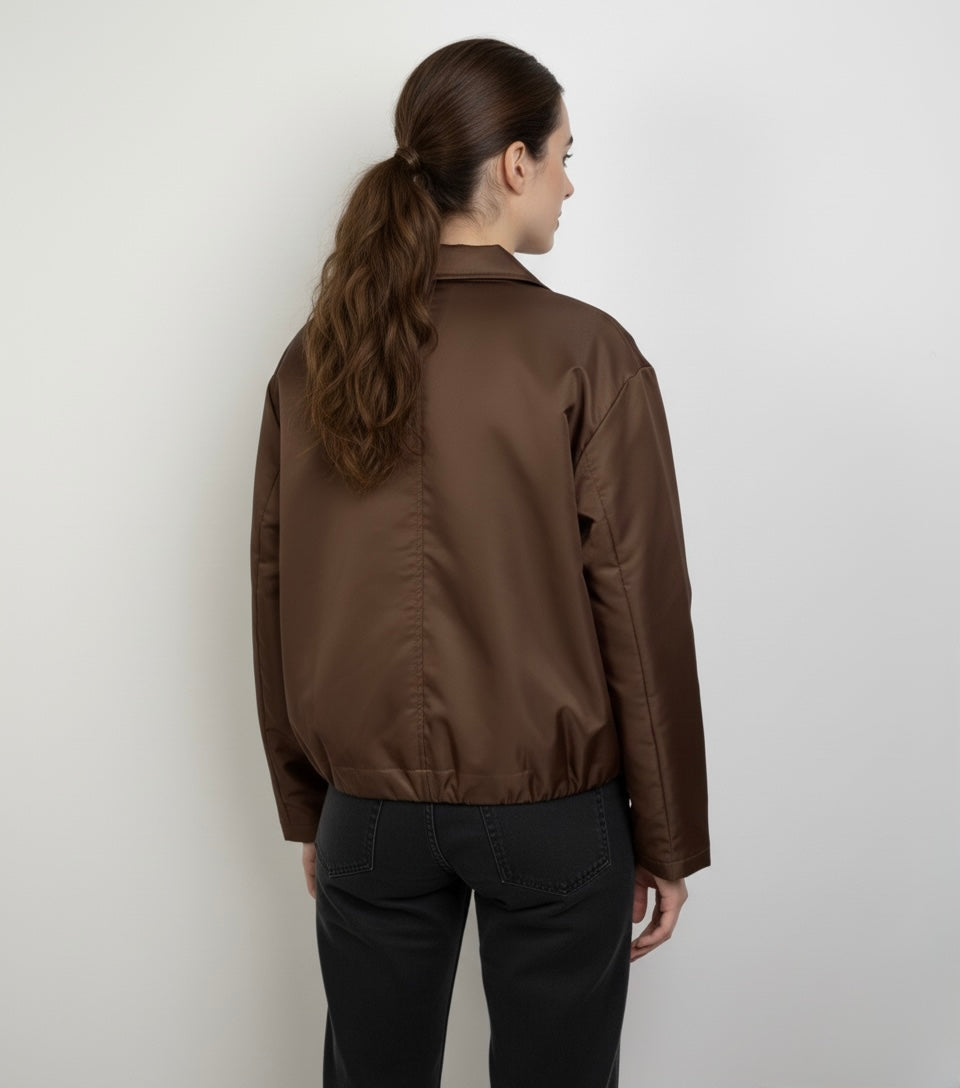 BLOUSON BOMBER À DOUBLURE CONTRASTÉE