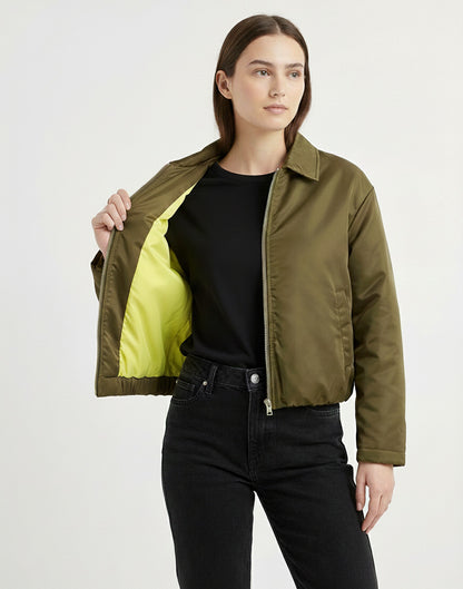 BLOUSON BOMBER À DOUBLURE CONTRASTÉE