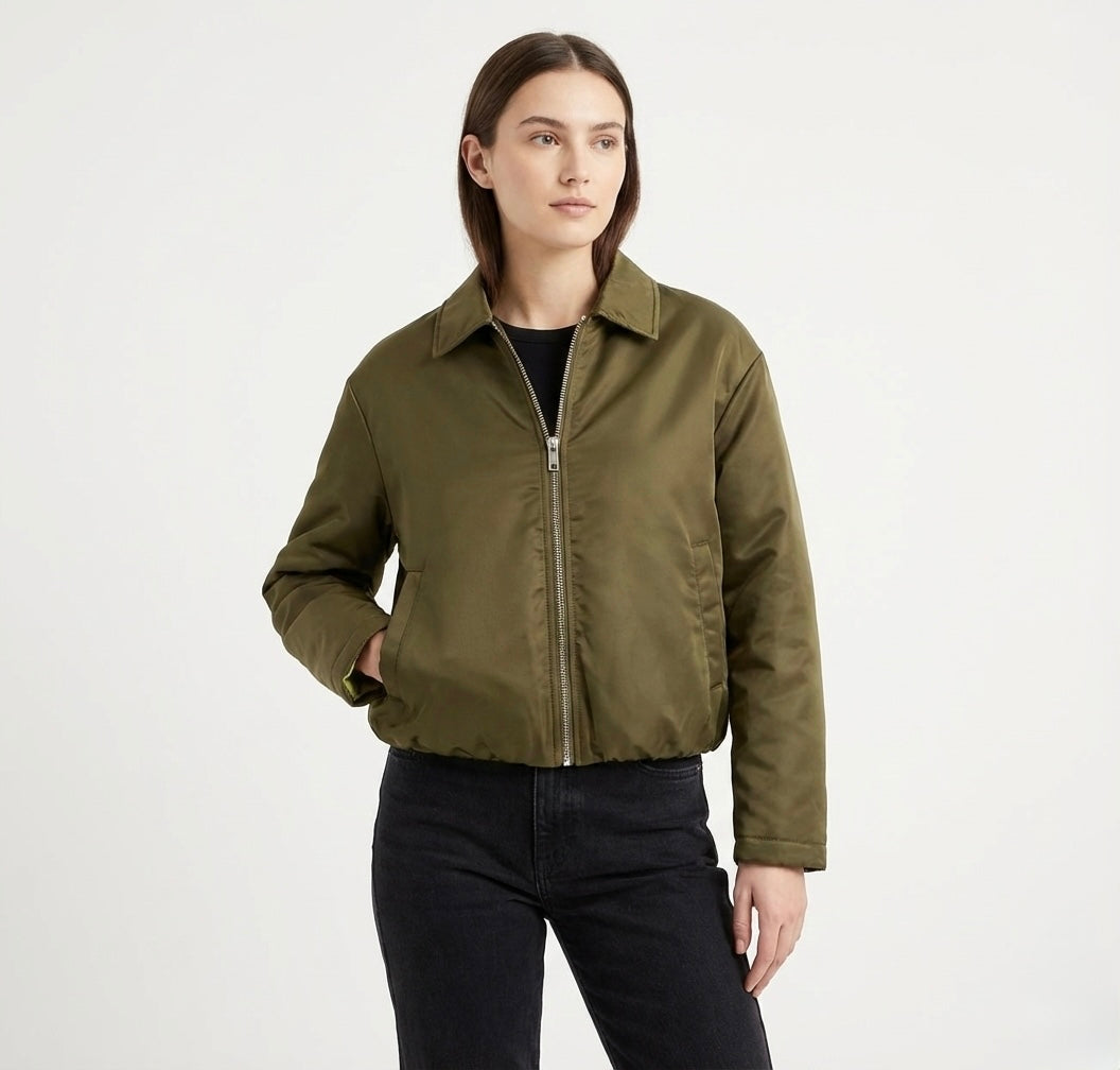 BLOUSON BOMBER À DOUBLURE CONTRASTÉE