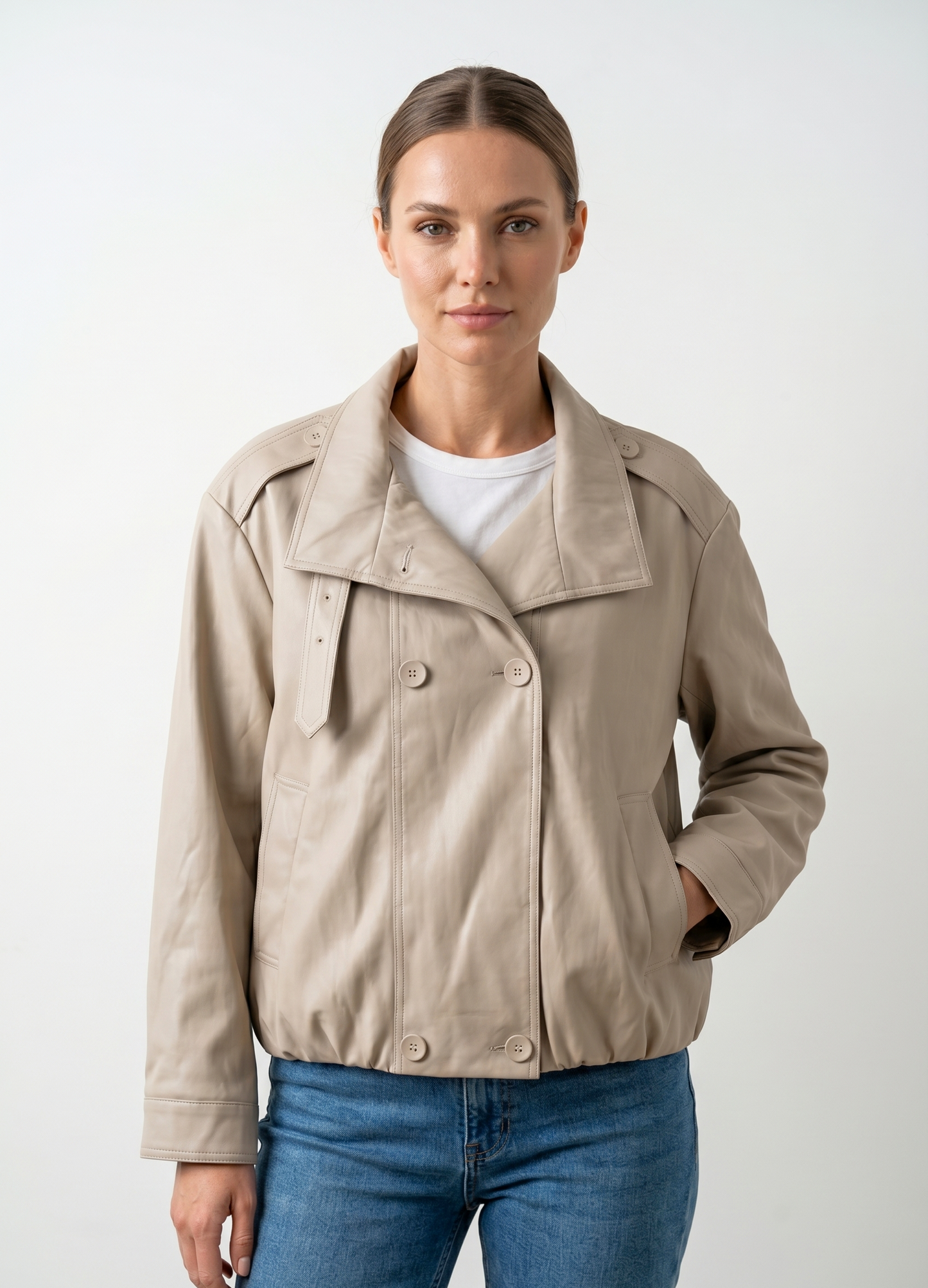 FAUX LEATHER BOMBER JACKET