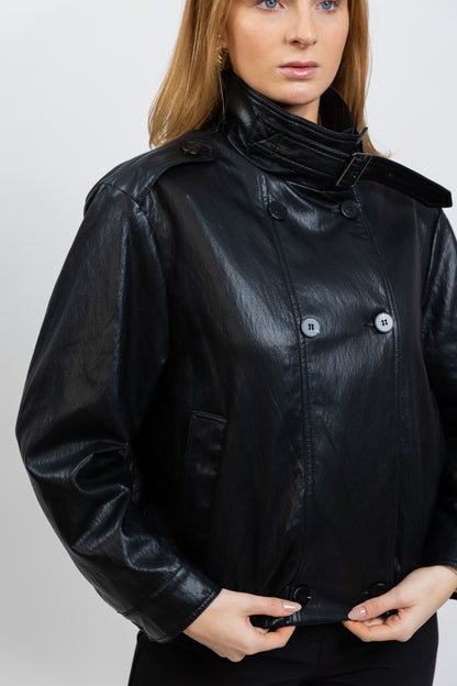 FAUX LEATHER BOMBER JACKET