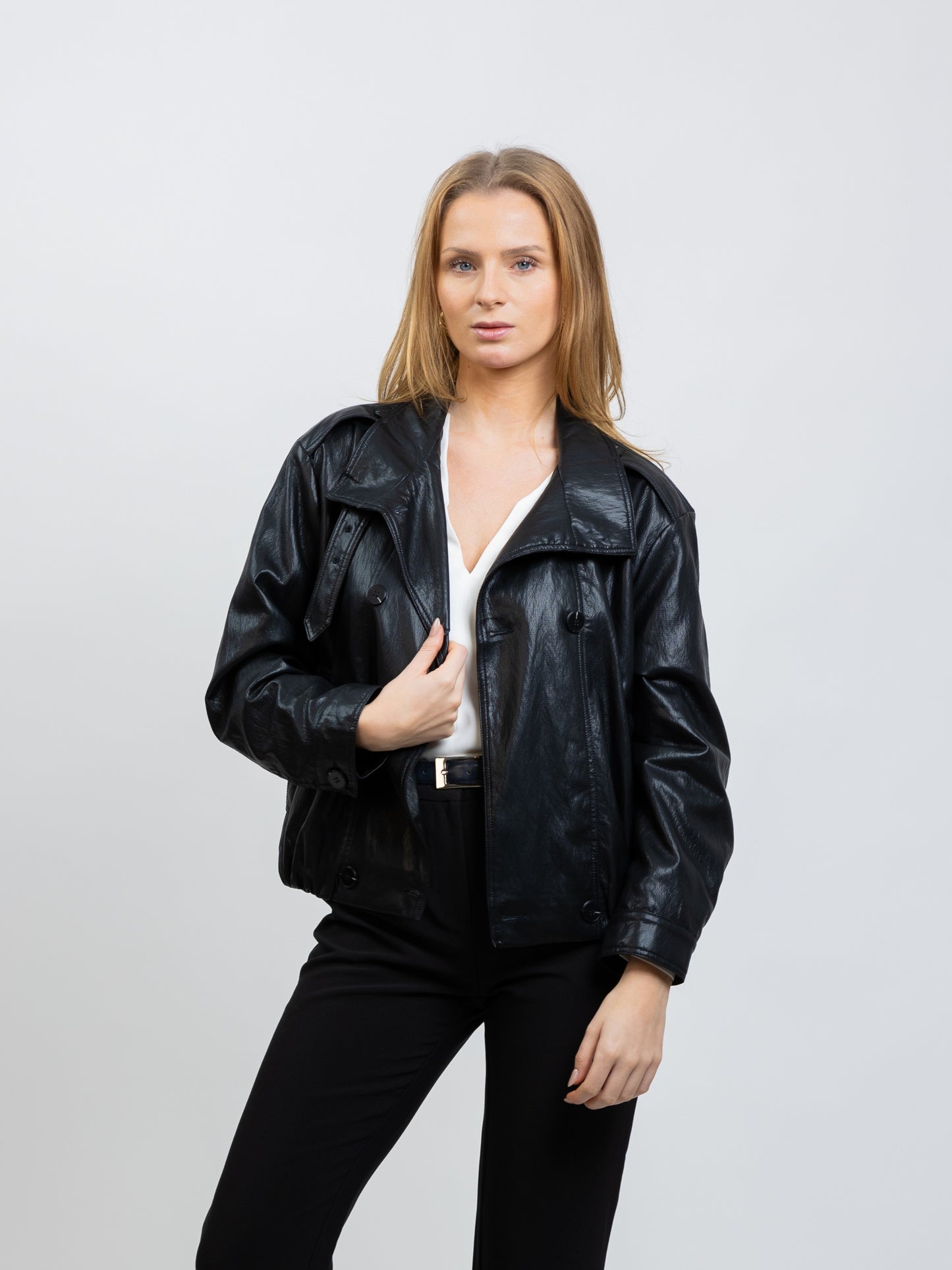 FAUX LEATHER BOMBER JACKET