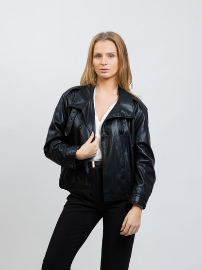 FAUX LEATHER BOMBER JACKET