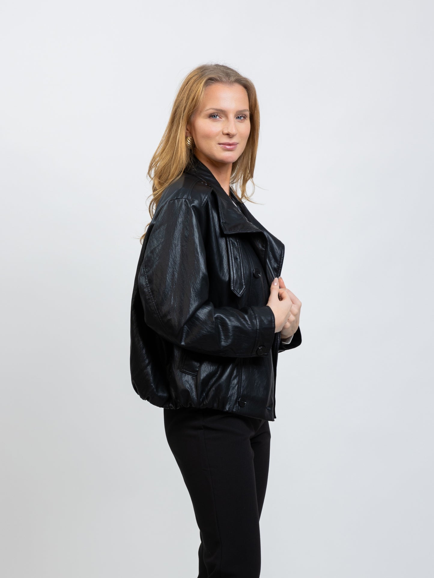 FAUX LEATHER BOMBER JACKET