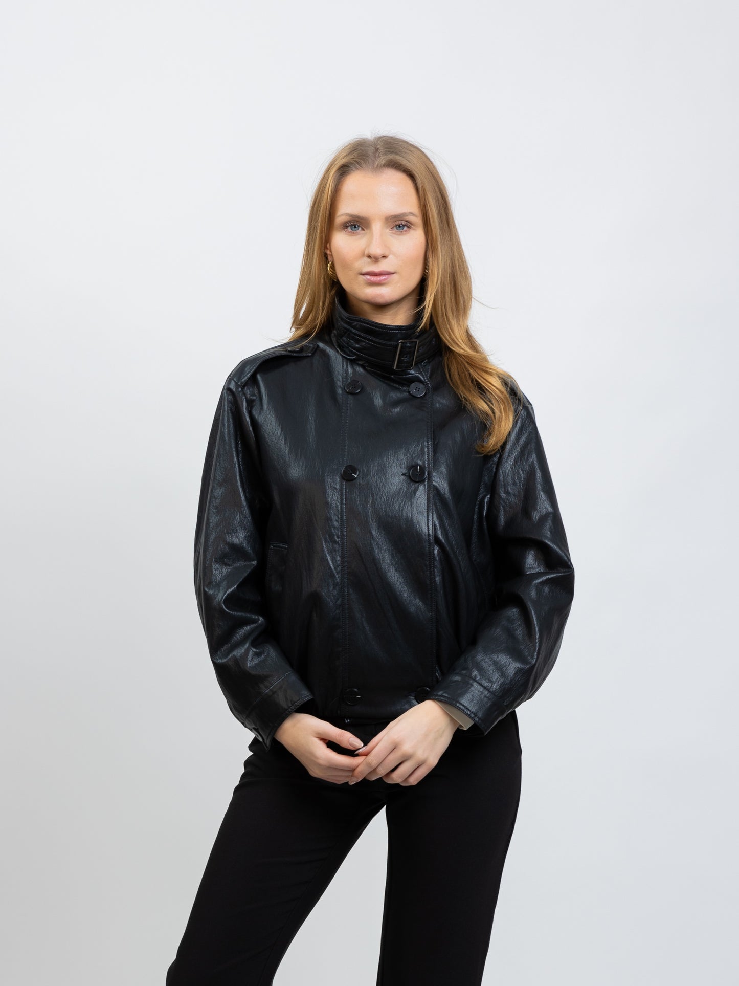 FAUX LEATHER BOMBER JACKET