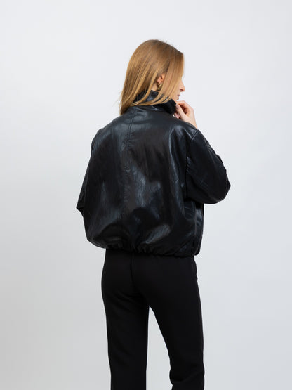 FAUX LEATHER BOMBER JACKET