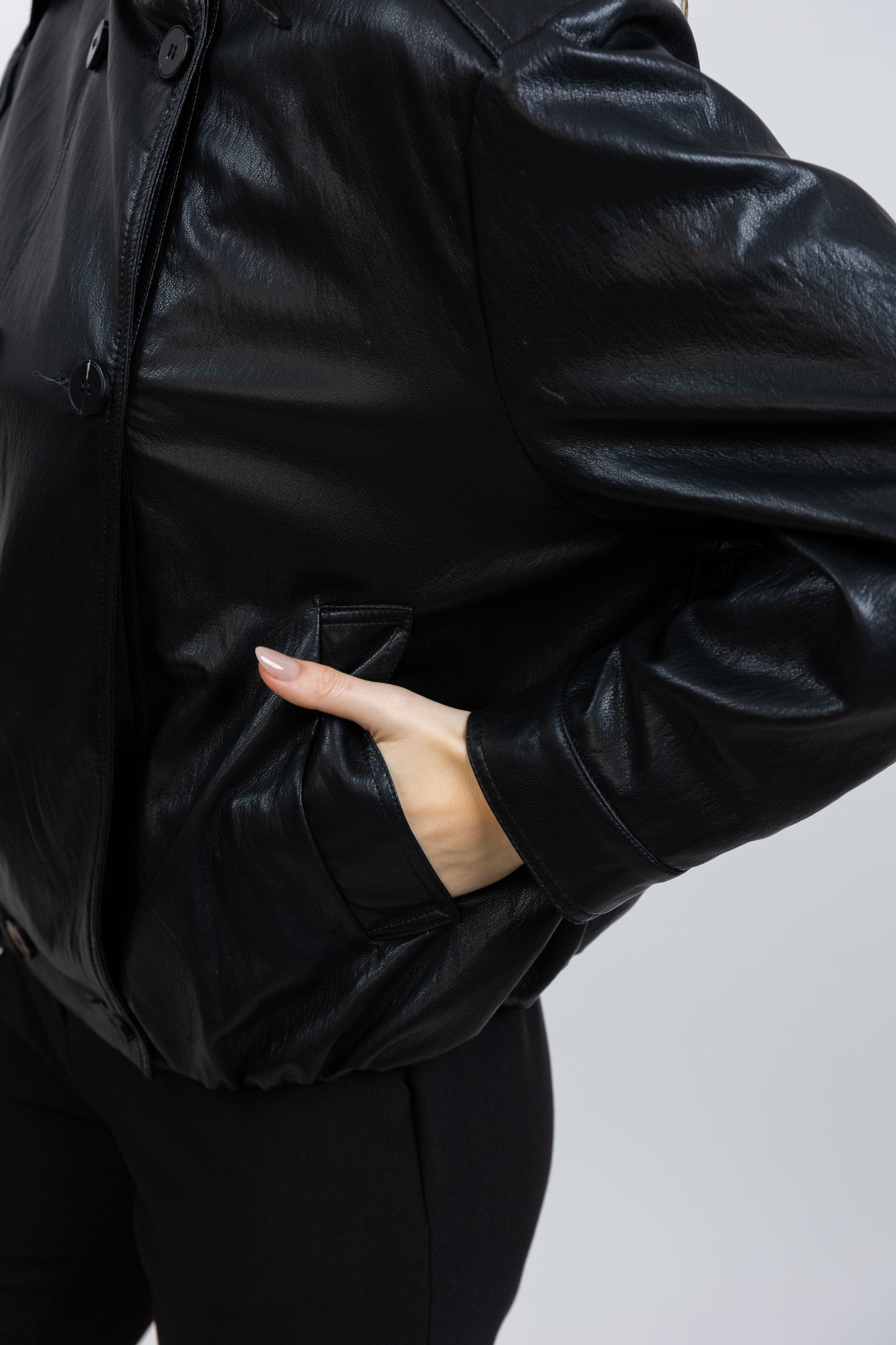 FAUX LEATHER BOMBER JACKET