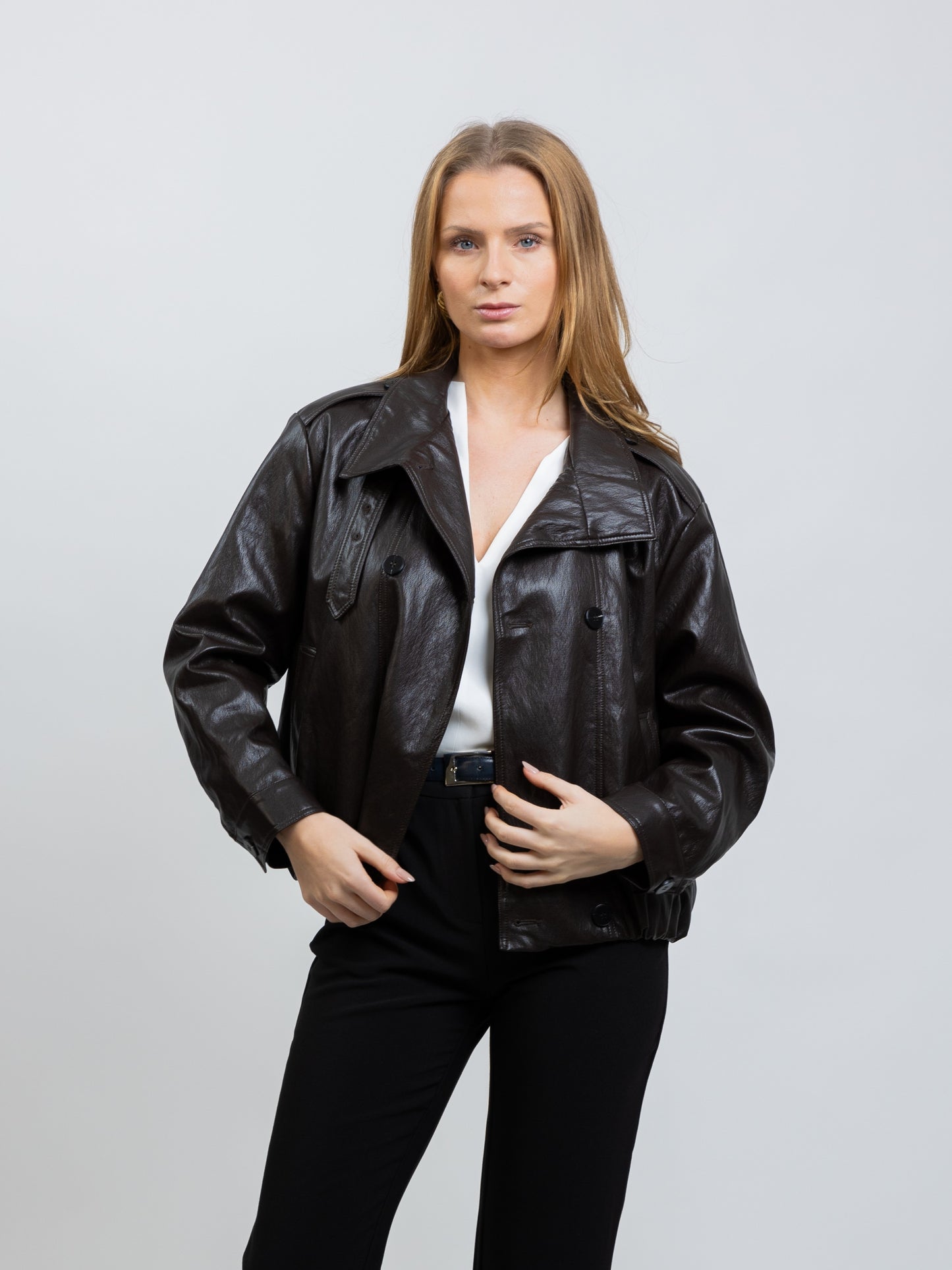 FAUX LEATHER BOMBER JACKET