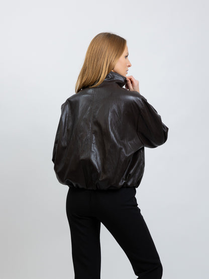 FAUX LEATHER BOMBER JACKET