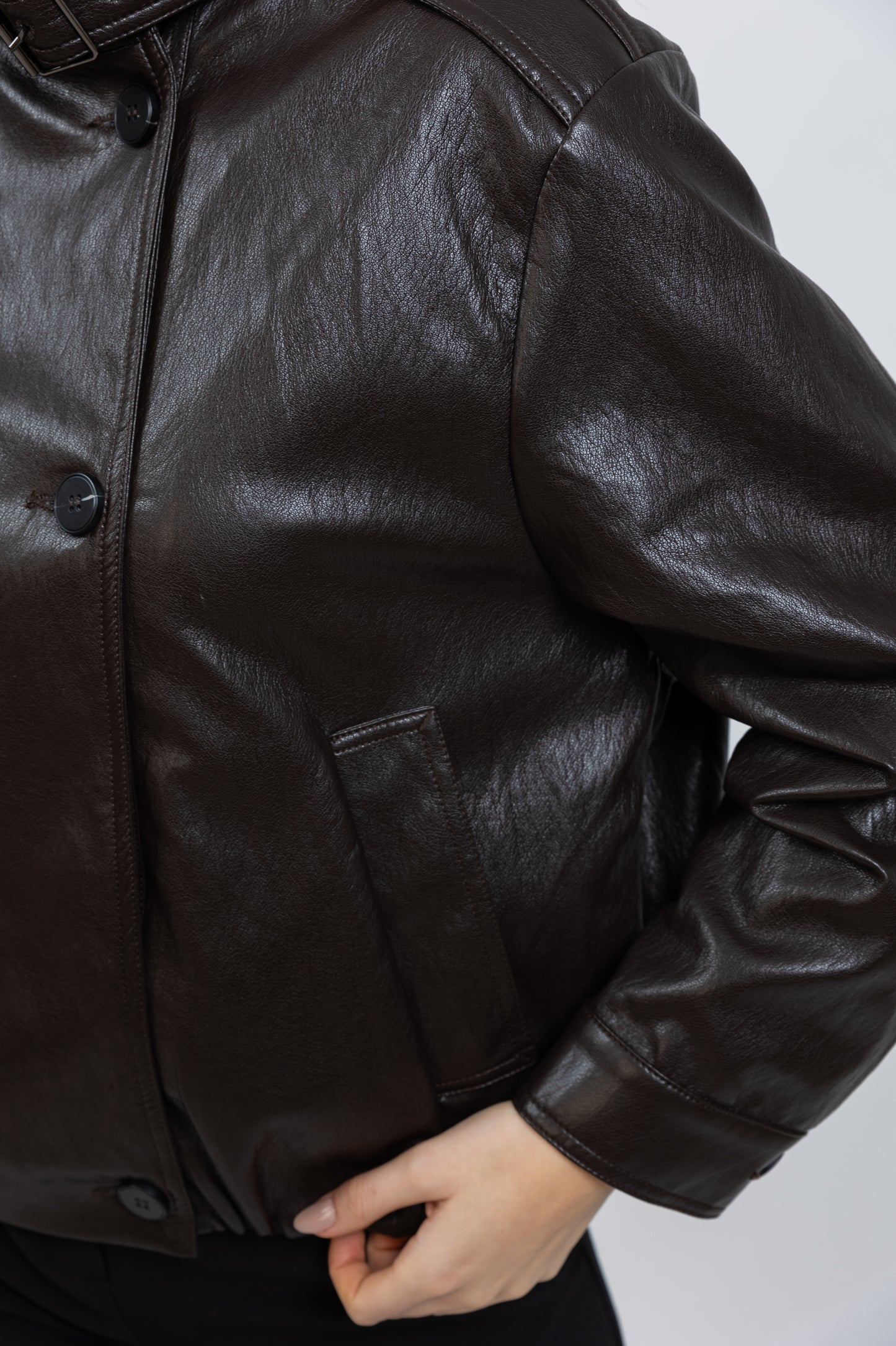 FAUX LEATHER BOMBER JACKET