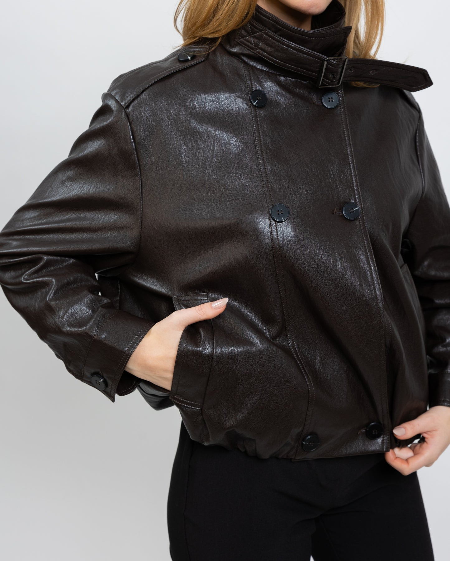 FAUX LEATHER BOMBER JACKET