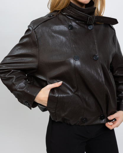 FAUX LEATHER BOMBER JACKET