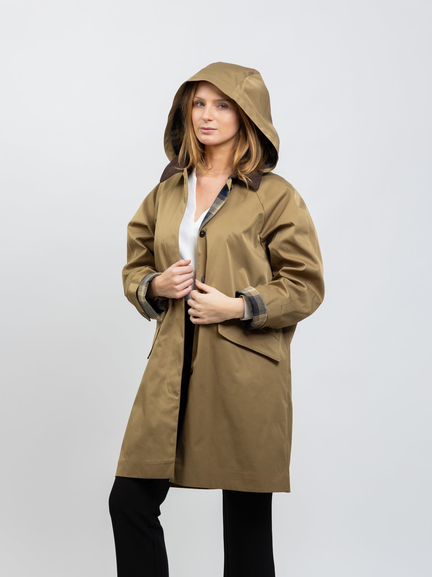 PARKA À CARREAUX AVEC CAPUCHE