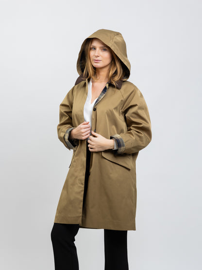 PARKA À CARREAUX AVEC CAPUCHE