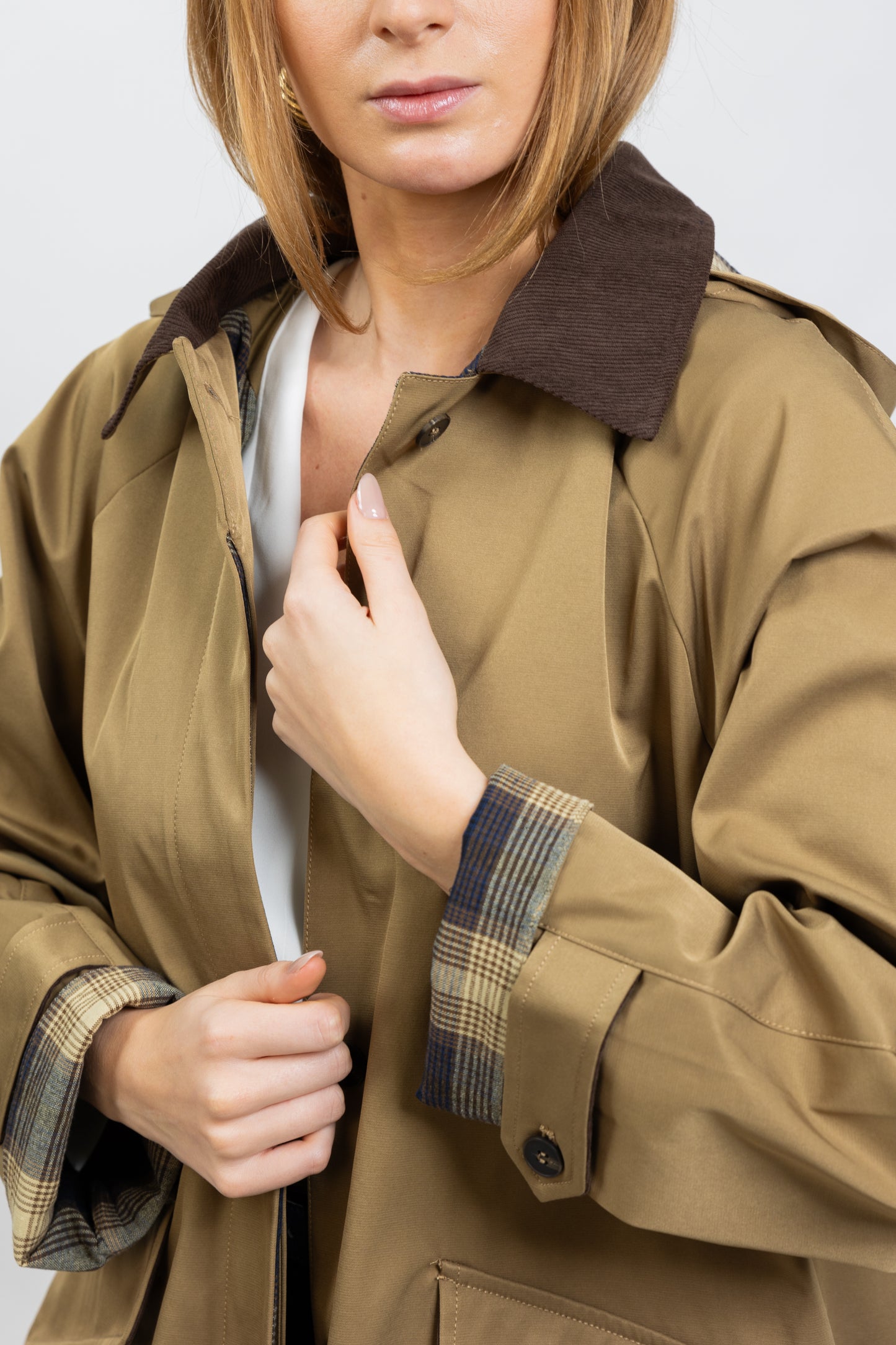 PARKA À CARREAUX AVEC CAPUCHE