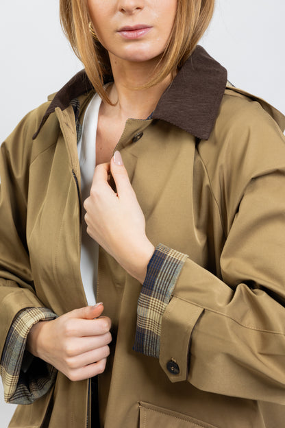 PARKA À CARREAUX AVEC CAPUCHE