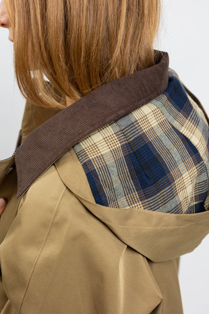 PARKA À CARREAUX AVEC CAPUCHE