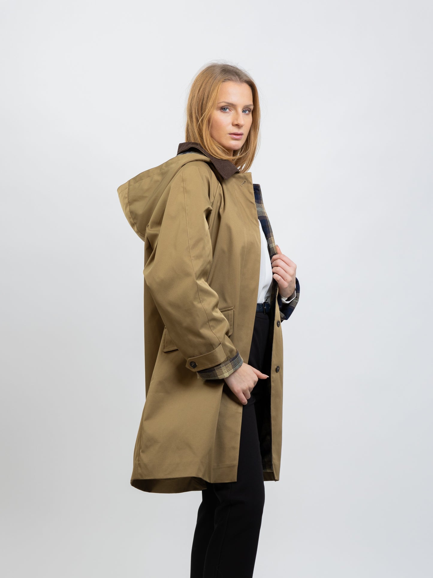 PARKA À CARREAUX AVEC CAPUCHE